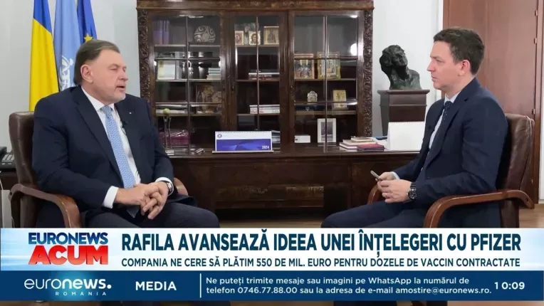Rafila avanseaza ideea unei intelegeri cu Pfizer, care cere 550 milioane de euro pentru vaccinuri
