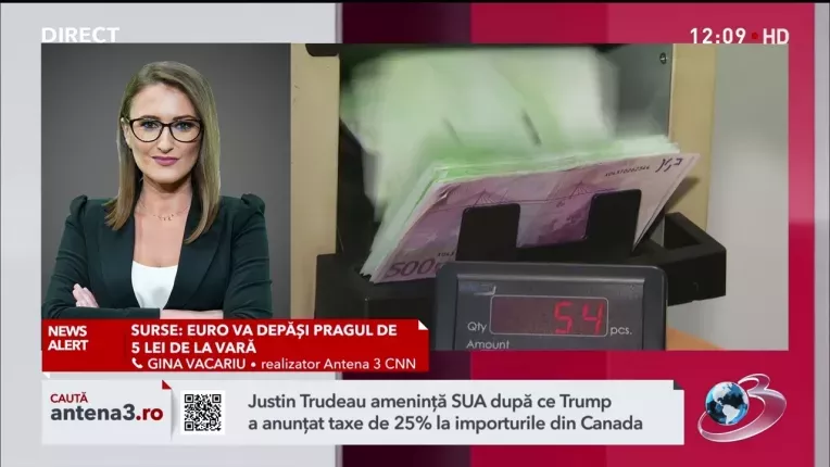 Surse: Euro va depasi pragul de 5 lei in vara 2025